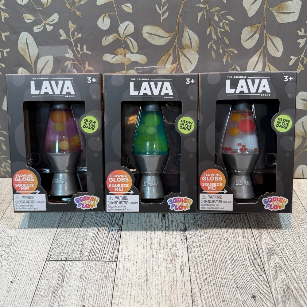 Schylling Lava Squish N Flow Viral Glow In The Dark Squeeze bundle of 3